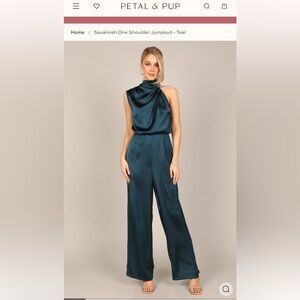 Petal & Pup Savannah One Shoulder Jumpsuit - Teal